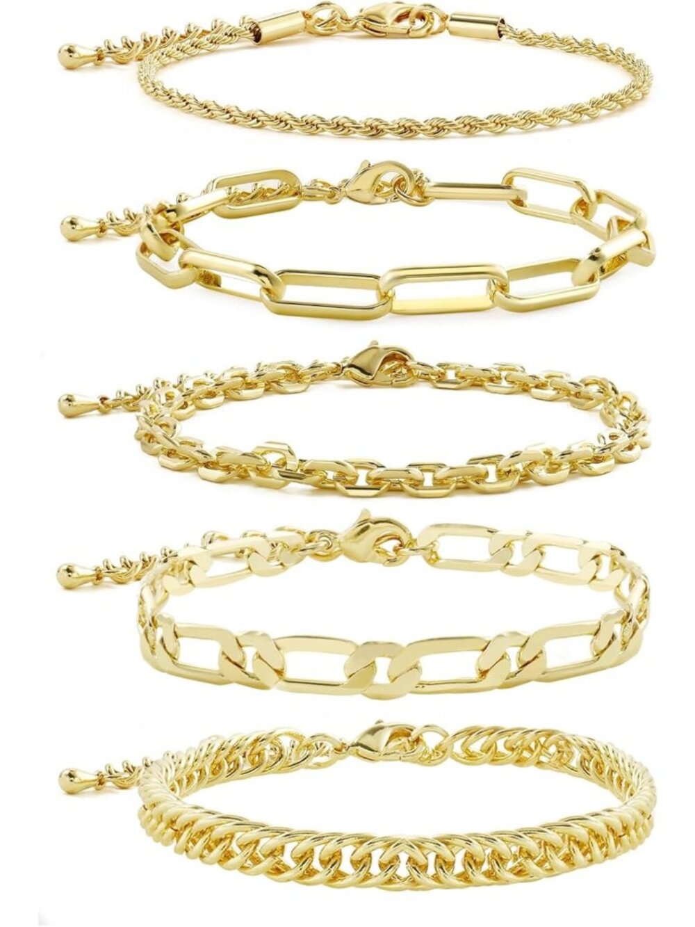 Waterproof Gold Chain Bracelet Set for Women - Non-Tarnish, Dainty Layered